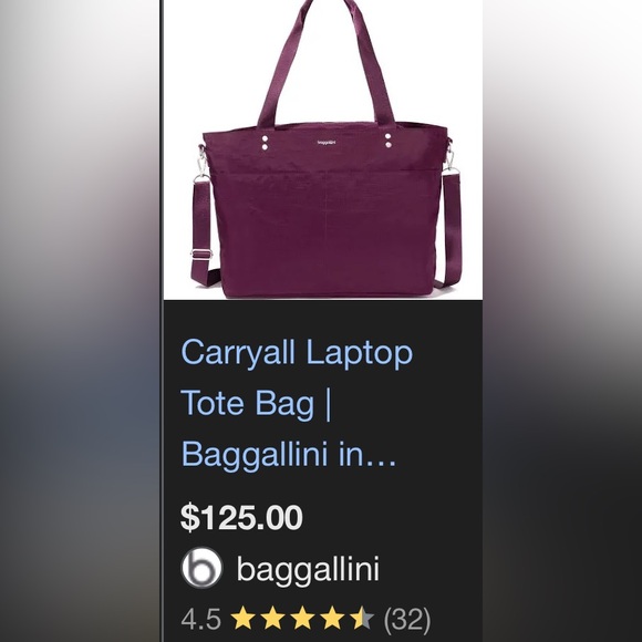 Baggallini Purple Carryall Tote with attached wristlet! Like NEW! - Picture 5 of 5